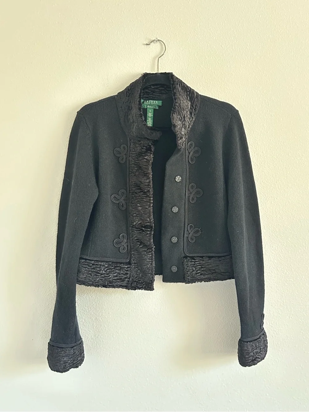 Ralph Lauren Rare Exclusive Lambs Wool Military Knit Jacket Size M Quiet Luxury